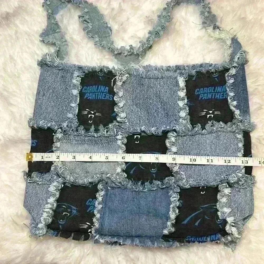 Carolina Panthers Pocketbook Handmade One of a Kind Made of Denim - Picture 5 of 10